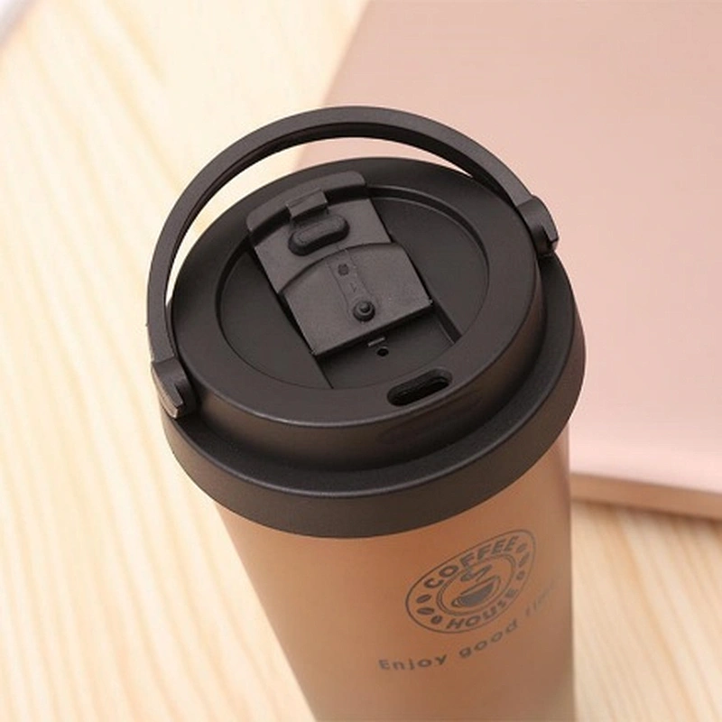 500 ML double wall stainless steel thermal mug , plastic lid with handle